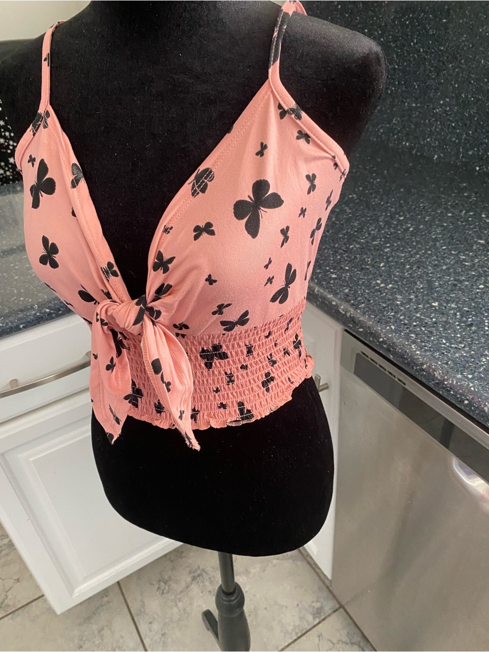Itty Bitty Toes Pink and Black Butterfly Cami